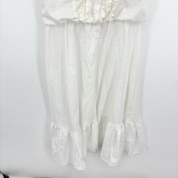 Vintage 70s Prairie Dress 13 Medium Cottage Boho Eyelet Wedding Fairy Ren Fair - Picture 4 of 8